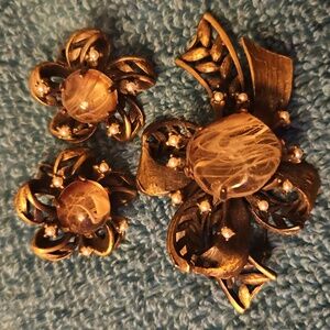Vintage Costume Jewelry, Bronze And Tiger's Eye Inspired